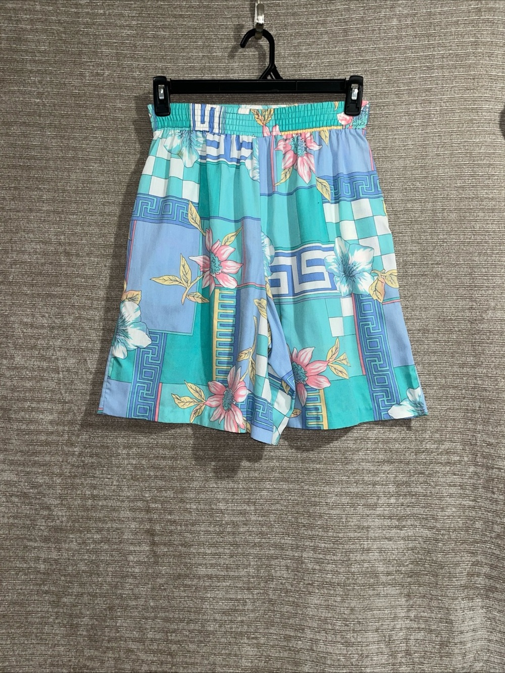 Vintage Alfred Dunner Floral Greek Key Pleated Bermuda Wide Leg Shorts Hi Rise 8 - Picture 5 of 11